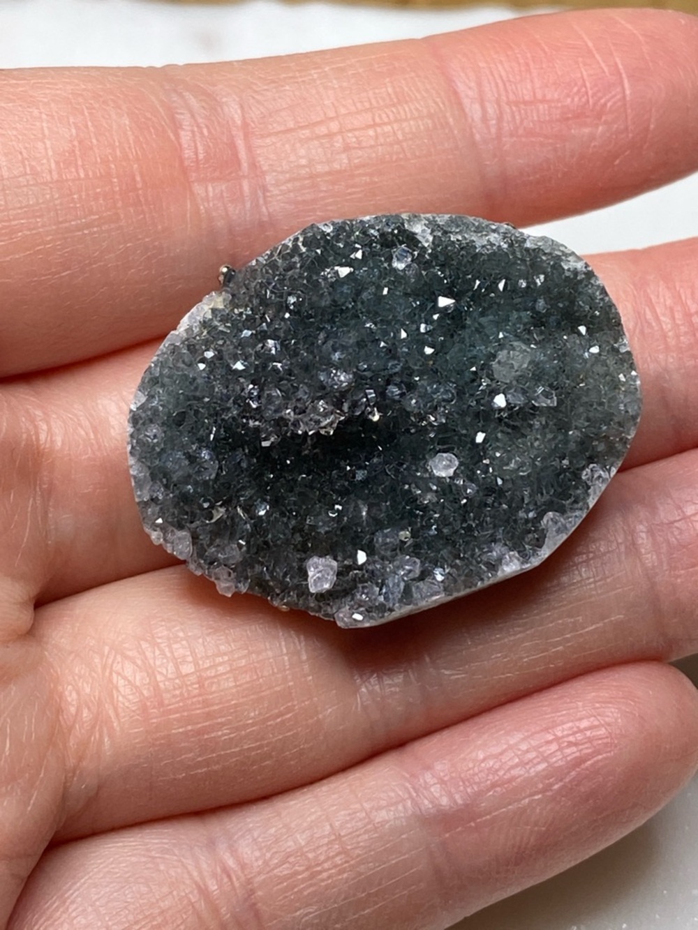 Apophyllite Druzy Ring • Raw Crystal Cluster • Adjustable Silver Statement Ring - Picture 8 of 14